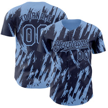 Загрузить изображение в средство просмотра галереи, Custom Navy Light Blue 3D Pattern Design Splatter Torn Sharp Brush Stroke Authentic Baseball Jersey