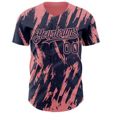 Charger l'image dans la galerie, Custom Navy Medium Pink 3D Pattern Design Splatter Torn Sharp Brush Stroke Authentic Baseball Jersey