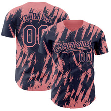 Charger l'image dans la galerie, Custom Navy Medium Pink 3D Pattern Design Splatter Torn Sharp Brush Stroke Authentic Baseball Jersey