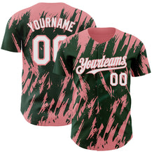 Load image into Gallery viewer, Custom Green White-Medium Pink 3D Pattern Design Splatter Torn Sharp Brush Stroke Authentic Baseball Jersey