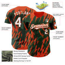 Load image into Gallery viewer, Custom Green White-Orange 3D Pattern Design Splatter Torn Sharp Brush Stroke Authentic Baseball Jersey
