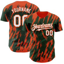 Load image into Gallery viewer, Custom Green White-Orange 3D Pattern Design Splatter Torn Sharp Brush Stroke Authentic Baseball Jersey