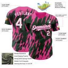 Charger l'image dans la galerie, Custom Green White-Pink 3D Pattern Design Splatter Torn Sharp Brush Stroke Authentic Baseball Jersey