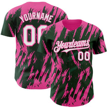 Charger l'image dans la galerie, Custom Green White-Pink 3D Pattern Design Splatter Torn Sharp Brush Stroke Authentic Baseball Jersey