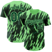 Load image into Gallery viewer, Custom Green Pea Green 3D Pattern Design Splatter Torn Sharp Brush Stroke Authentic Baseball Jersey