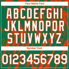 Charger l'image dans la galerie, Custom Kelly Green White-Orange 3D Pattern Design Splatter Torn Sharp Brush Stroke Authentic Baseball Jersey