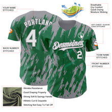 Load image into Gallery viewer, Custom Kelly Green White-Gray 3D Pattern Design Splatter Torn Sharp Brush Stroke Authentic Baseball Jersey