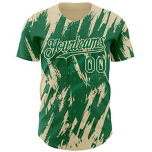 Load image into Gallery viewer, Custom Kelly Green Cream 3D Pattern Design Splatter Torn Sharp Brush Stroke Authentic Baseball Jersey