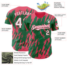 Charger l'image dans la galerie, Custom Kelly Green White-Neon Pink 3D Pattern Design Splatter Torn Sharp Brush Stroke Authentic Baseball Jersey