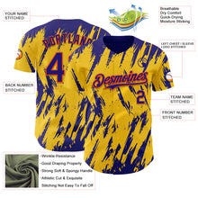 Charger l'image dans la galerie, Custom Yellow Dark Purple-Orange 3D Pattern Design Splatter Torn Sharp Brush Stroke Authentic Baseball Jersey