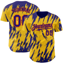 Charger l'image dans la galerie, Custom Yellow Dark Purple-Orange 3D Pattern Design Splatter Torn Sharp Brush Stroke Authentic Baseball Jersey