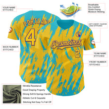 Load image into Gallery viewer, Custom Yellow Purple-Lakes Blue 3D Pattern Design Splatter Torn Sharp Brush Stroke Authentic Baseball Jersey
