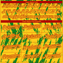 Load image into Gallery viewer, Custom Yellow Red-Grass Green 3D Pattern Design Splatter Torn Sharp Brush Stroke Authentic Baseball Jersey