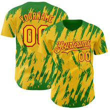 Load image into Gallery viewer, Custom Yellow Red-Grass Green 3D Pattern Design Splatter Torn Sharp Brush Stroke Authentic Baseball Jersey
