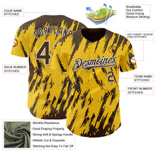 Laden Sie das Bild in den Galerie-Viewer, Custom Yellow Brown-White 3D Pattern Design Splatter Torn Sharp Brush Stroke Authentic Baseball Jersey