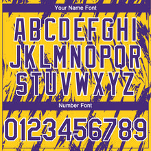 Load image into Gallery viewer, Custom Yellow Purple-White 3D Pattern Design Splatter Torn Sharp Brush Stroke Authentic Baseball Jersey