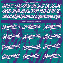 Laden Sie das Bild in den Galerie-Viewer, Custom Teal White-Purple 3D Pattern Design Splatter Torn Sharp Brush Stroke Authentic Baseball Jersey