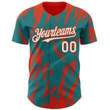 Загрузить изображение в средство просмотра галереи, Custom Teal White-Orange 3D Pattern Design Splatter Torn Sharp Brush Stroke Authentic Baseball Jersey