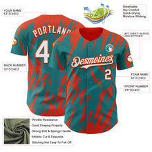Загрузить изображение в средство просмотра галереи, Custom Teal White-Orange 3D Pattern Design Splatter Torn Sharp Brush Stroke Authentic Baseball Jersey