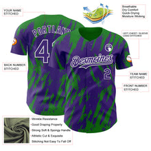 Загрузить изображение в средство просмотра галереи, Custom Purple White-Grass Green 3D Pattern Design Splatter Torn Sharp Brush Stroke Authentic Baseball Jersey