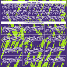 Load image into Gallery viewer, Custom Purple White-Neon Green 3D Pattern Design Splatter Torn Sharp Brush Stroke Authentic Baseball Jersey