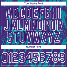 Загрузить изображение в средство просмотра галереи, Custom Purple White-Teal 3D Pattern Design Splatter Torn Sharp Brush Stroke Authentic Baseball Jersey