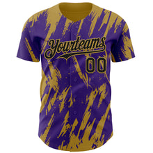 Charger l'image dans la galerie, Custom Purple Old Gold 3D Pattern Design Splatter Torn Sharp Brush Stroke Authentic Baseball Jersey