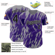 Laden Sie das Bild in den Galerie-Viewer, Custom Purple Gray 3D Pattern Design Splatter Torn Sharp Brush Stroke Authentic Baseball Jersey