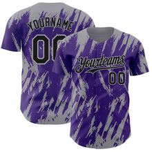 Laden Sie das Bild in den Galerie-Viewer, Custom Purple Gray 3D Pattern Design Splatter Torn Sharp Brush Stroke Authentic Baseball Jersey