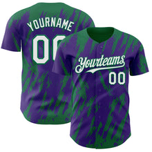 Загрузить изображение в средство просмотра галереи, Custom Purple White-Kelly Green 3D Pattern Design Splatter Torn Sharp Brush Stroke Authentic Baseball Jersey