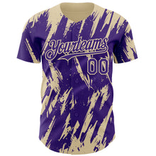 Load image into Gallery viewer, Custom Purple Cream 3D Pattern Design Splatter Torn Sharp Brush Stroke Authentic Baseball Jersey