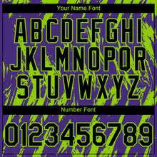 Load image into Gallery viewer, Custom Purple Neon Green 3D Pattern Design Splatter Torn Sharp Brush Stroke Authentic Baseball Jersey