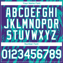 Load image into Gallery viewer, Custom Purple White-Aqua 3D Pattern Design Splatter Torn Sharp Brush Stroke Authentic Baseball Jersey