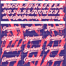 Load image into Gallery viewer, Custom Purple White-Neon Pink 3D Pattern Design Splatter Torn Sharp Brush Stroke Authentic Baseball Jersey