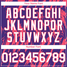 Load image into Gallery viewer, Custom Purple White-Neon Pink 3D Pattern Design Splatter Torn Sharp Brush Stroke Authentic Baseball Jersey