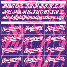 Laden Sie das Bild in den Galerie-Viewer, Custom Purple White-Pink 3D Pattern Design Splatter Torn Sharp Brush Stroke Authentic Baseball Jersey