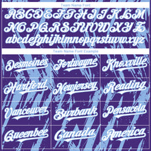 Load image into Gallery viewer, Custom Purple White-Light Blue 3D Pattern Design Splatter Torn Sharp Brush Stroke Authentic Baseball Jersey