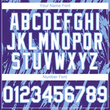 Load image into Gallery viewer, Custom Purple White-Light Blue 3D Pattern Design Splatter Torn Sharp Brush Stroke Authentic Baseball Jersey