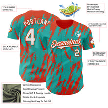 Load image into Gallery viewer, Custom Aqua White-Orange 3D Pattern Design Splatter Torn Sharp Brush Stroke Authentic Baseball Jersey