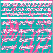 Load image into Gallery viewer, Custom Aqua White-Pink 3D Pattern Design Splatter Torn Sharp Brush Stroke Authentic Baseball Jersey