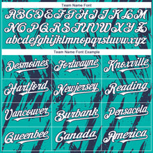 Load image into Gallery viewer, Custom Aqua White-Navy 3D Pattern Design Splatter Torn Sharp Brush Stroke Authentic Baseball Jersey