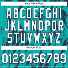 Load image into Gallery viewer, Custom Aqua White-Navy 3D Pattern Design Splatter Torn Sharp Brush Stroke Authentic Baseball Jersey