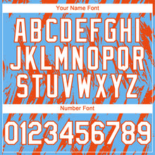 Загрузить изображение в средство просмотра галереи, Custom Sky Blue White-Orange 3D Pattern Design Splatter Torn Sharp Brush Stroke Authentic Baseball Jersey