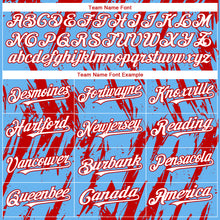 Загрузить изображение в средство просмотра галереи, Custom Sky Blue White-Red 3D Pattern Design Splatter Torn Sharp Brush Stroke Authentic Baseball Jersey