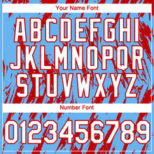 Загрузить изображение в средство просмотра галереи, Custom Sky Blue White-Red 3D Pattern Design Splatter Torn Sharp Brush Stroke Authentic Baseball Jersey