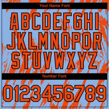 Load image into Gallery viewer, Custom Light Blue Orange-Black 3D Pattern Design Splatter Torn Sharp Brush Stroke Authentic Baseball Jersey