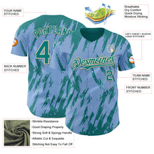 Load image into Gallery viewer, Custom Light Blue Teal-Cream 3D Pattern Design Splatter Torn Sharp Brush Stroke Authentic Baseball Jersey