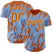 Load image into Gallery viewer, Custom Light Blue Bay Orange-Cream 3D Pattern Design Splatter Torn Sharp Brush Stroke Authentic Baseball Jersey