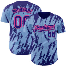 Charger l'image dans la galerie, Custom Light Blue Dark Purple-Pink 3D Pattern Design Splatter Torn Sharp Brush Stroke Authentic Baseball Jersey