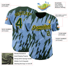 Laden Sie das Bild in den Galerie-Viewer, Custom Light Blue Green-Gold 3D Pattern Design Splatter Torn Sharp Brush Stroke Authentic Baseball Jersey